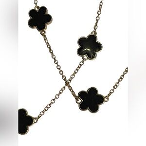 ✨Enamel Star Bead Necklace – Vintage Gold tone & Black  - 36 Inches✨